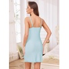 Lovasy Womens Sexy Slip Nightgown V Neck Slips Dress S-3XL(Light Blue)