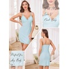 Lovasy Womens Sexy Slip Nightgown V Neck Slips Dress S-3XL(Light Blue)