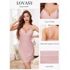 Lovasy Womens Sexy Slip Nightgown V Neck Slips Dress S-3XL(Rose Pink)