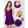 Lovasy 2 Pack Silk Nightgown for Women Lingerie S-XXL(Black & Dark Purple)