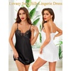 Lovasy 2 Pack Silk Nightgown for Women Lingerie S-XXL(Black & White)