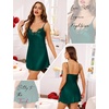 Lovasy 2 Pack Silk Nightgown for Women Lingerie S-XXL(Dark Green & Red)