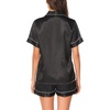 Lovasy 2 Piece Silk Pajamas for Women Set S-2XL(Black)