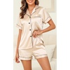 Lovasy 2 Piece Silk Pajamas for Women Set S-2XL(Champagne)
