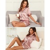 Lovasy 2 Piece Silk Pajamas for Women Set S-2XL(Deep Pink)
