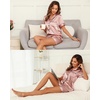 Lovasy 2 Piece Silk Pajamas for Women Set S-2XL(Deep Pink)