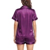 Lovasy 2 Piece Silk Pajamas for Women Set S-2XL(Purple)