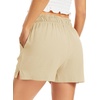 Lovasy Casual Shorts for Women Summer Bottom with Pockets S-3XL(Khaki)