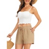Lovasy Casual Shorts for Women Summer Bottom with Pockets S-3XL(Light Brown)