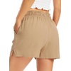 Lovasy Casual Shorts for Women Summer Bottom with Pockets S-3XL(Light Brown)