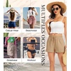 Lovasy Casual Shorts for Women Summer Bottom with Pockets S-3XL(Light Brown)