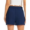 Lovasy Casual Shorts for Women Summer Bottom with Pockets S-3XL(Navy Blue)