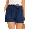 Lovasy Casual Shorts for Women Summer Bottom with Pockets S-3XL(Navy Blue)