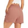 Lovasy Casual Shorts for Women Summer Bottom with Pockets S-3XL(Rust Red)