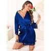 Lovasy Satin Robe for Women 3/4 Sleeve Silky Kimono Bathrobe S-XXL(Dark Blue)