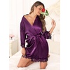 Lovasy Satin Robe for Women 3/4 Sleeve Silky Kimono Bathrobe S-XXL(Dark Purple)