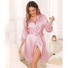 Lovasy Satin Robe for Women 3/4 Sleeve Silky Kimono Bathrobe S-XXL(Pink)