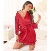 Lovasy Satin Robe for Women 3/4 Sleeve Silky Kimono Bathrobe S-XXL(Wine Red)