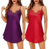 Lovasy 2 Pack Silk Nightgown for Women Lingerie S-XXL(Dark Purple & Red)