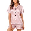 Lovasy 2 Piece Silk Pajamas for Women Set S-2XL(Light Pink)