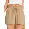 Lovasy Casual Shorts for Women Summer Bottom with Pockets S-3XL(Light Brown)