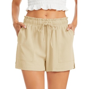 Lovasy Casual Shorts for Women Summer Bottom with Pockets S-3XL(Khaki)