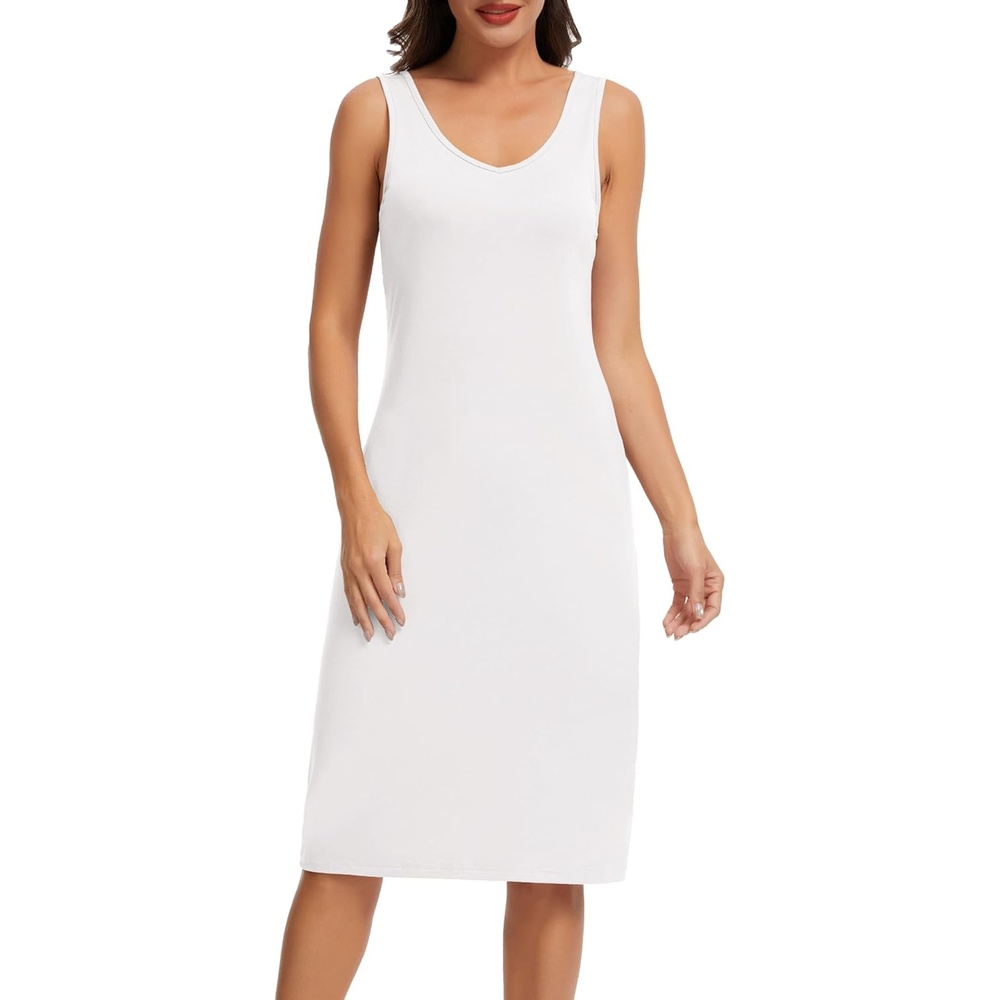 image:imageLovasy Womens Full Slips for Under Dresses V Neck Slip Dress S3XLWhite