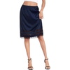 Lovasy Satin Half Slips for Women Under Dress Lace Underskirt S-3XL(Navy Blue)