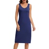 Lovasy Womens Full Slips for Under Dresses V Neck Slip Dress S-3XL(Navy Blue)