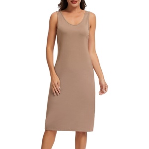 Lovasy Womens Full Slips for Under Dresses V Neck Slip Dress S-3XL(Coffee)