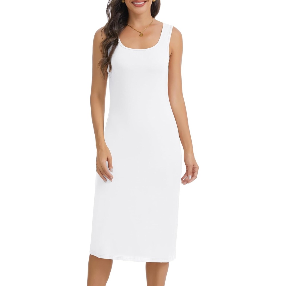 image:imageLovasy Womens Full Slip Square Collar Basic Soft Under Dress S3XLWhite
