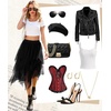 Lovasy Women Irregular Layered Tulle Fairy Skirt S-3XL(Black)