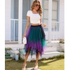 Lovasy Women Irregular Layered Tulle Fairy Skirt S-3XL(Black/Green/Purple)