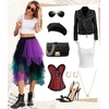 Lovasy Women Irregular Layered Tulle Fairy Skirt S-3XL(Black/Green/Purple)