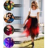 Lovasy Women Irregular Layered Tulle Fairy Skirt S-3XL(Black/Red)
