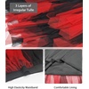 Lovasy Women Irregular Layered Tulle Fairy Skirt S-3XL(Black/Red)