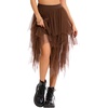Lovasy Women Irregular Layered Tulle Fairy Skirt S-3XL(Dark Brown)