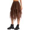 Lovasy Women Irregular Layered Tulle Fairy Skirt S-3XL(Dark Brown)