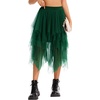 Lovasy Women Irregular Layered Tulle Fairy Skirt S-3XL(Dark Green)