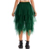 Lovasy Women Irregular Layered Tulle Fairy Skirt S-3XL(Dark Green)