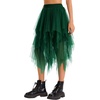 Lovasy Women Irregular Layered Tulle Fairy Skirt S-3XL(Dark Green)