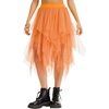 Lovasy Women Irregular Layered Tulle Fairy Skirt S-3XL(Orange)