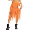 Lovasy Women Irregular Layered Tulle Fairy Skirt S-3XL(Orange)