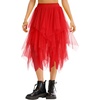 Lovasy Women Irregular Layered Tulle Fairy Skirt S-3XL(Red)