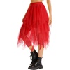 Lovasy Women Irregular Layered Tulle Fairy Skirt S-3XL(Red)