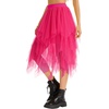 Lovasy Women Irregular Layered Tulle Fairy Skirt S-3XL(Rose Red)