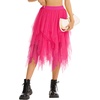 Lovasy Women Irregular Layered Tulle Fairy Skirt S-3XL(Rose Red)