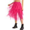 Lovasy Women Irregular Layered Tulle Fairy Skirt S-3XL(Rose Red)