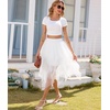 Lovasy Women Irregular Layered Tulle Fairy Skirt S-3XL(White)