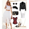 Lovasy Women Irregular Layered Tulle Fairy Skirt S-3XL(White)